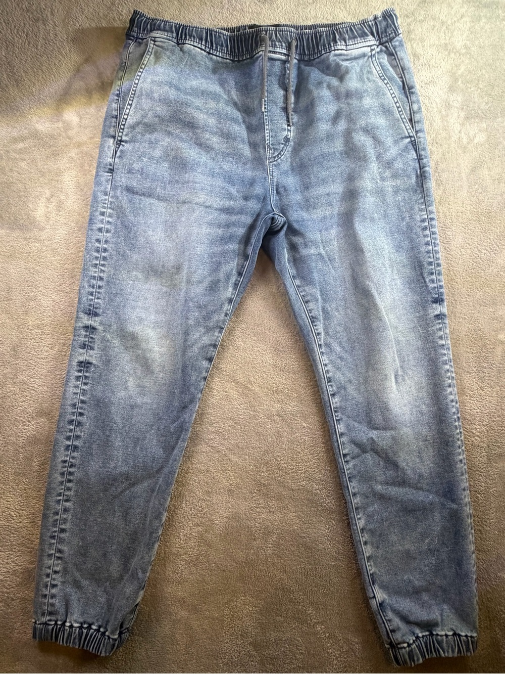 American Eagle Men's Light Blue Jogger Jeans - Elastic Waist & Cuffs